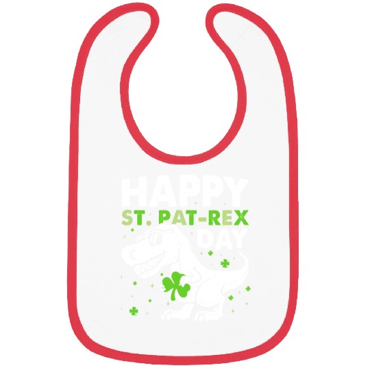 Kids Happy St Pat Trex Day Dino St Patricks Day Bibs