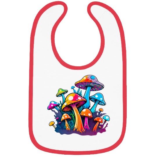 psyhedelic mushroom, trippy mushrooms design Bibs