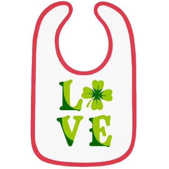 Love shamrock lucky charm St. Patrick's Day Bibs