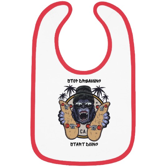 The monkey with skateboard Bibs