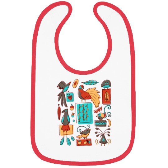 Retro 1950s Birds Of Paradise Pattern Bibs