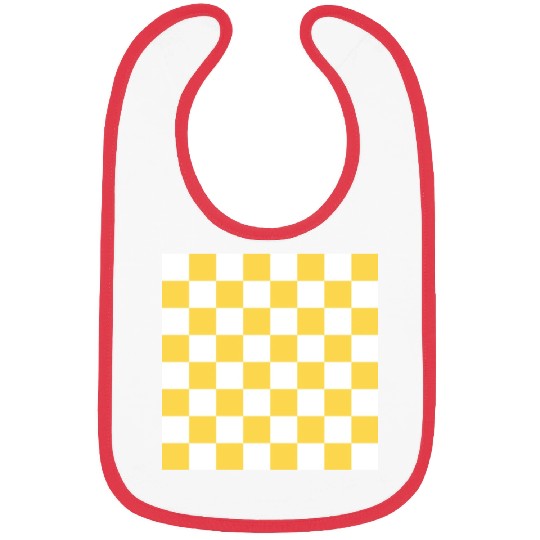 Yellow checker rectangle background. Bibs