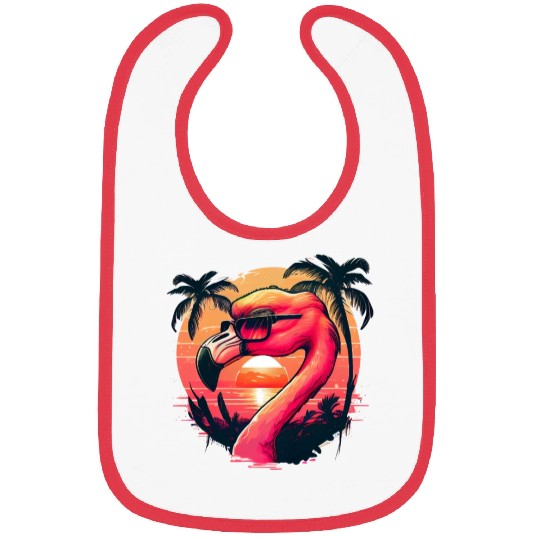 Retro Sunset Pink Flamingo Summer Design Flamingo Bibs