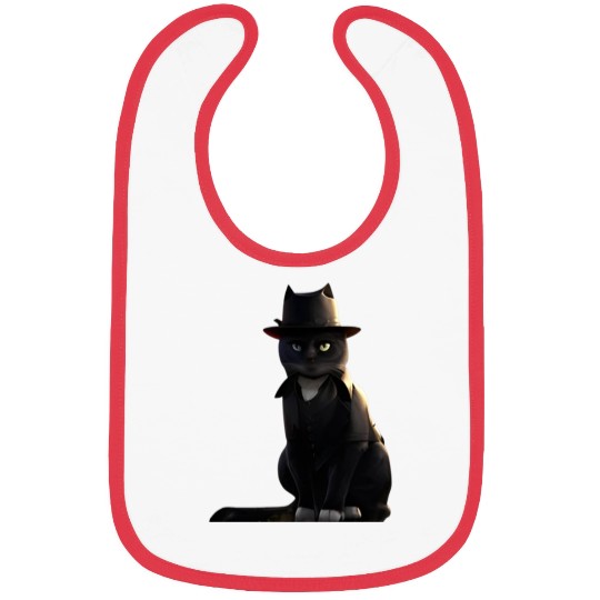 black cat in black hat Bibs