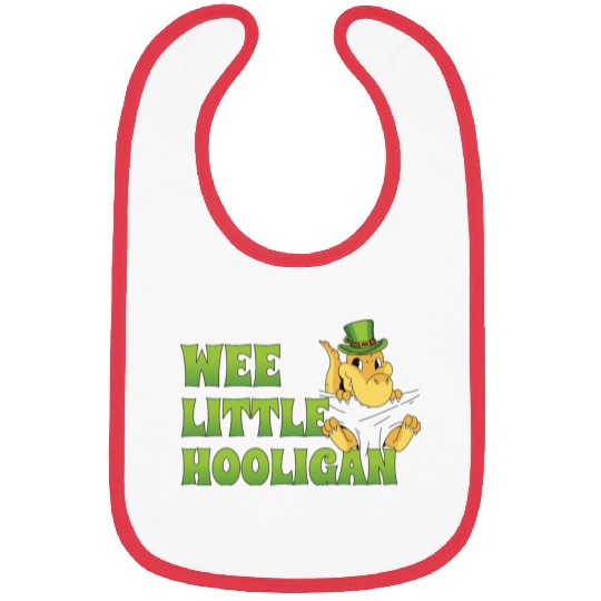 Wee Little Hooligan t-rex Dinosaur St Patrick Day Bibs