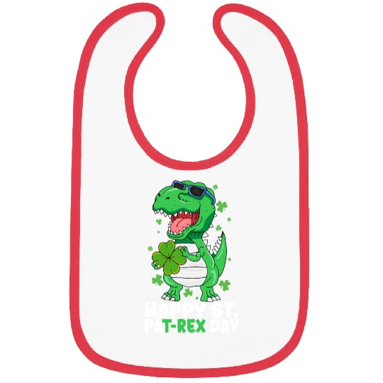 Happy St PaT-Rex Day Dinosaur St Patricks Day Boys Bibs