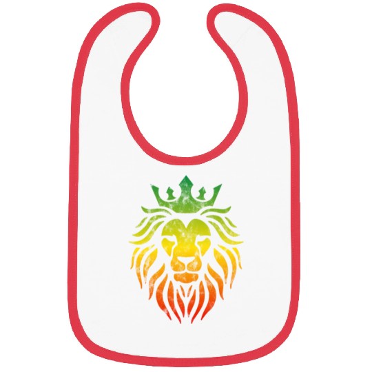 Lion Of Judah With Crown In Rastafarian Color Bibs