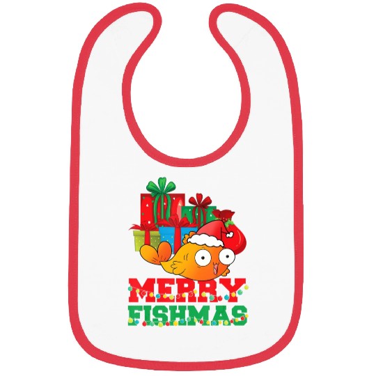 Merry Fishmas Christmas Fish Lover Fisherman Ugly Bibs