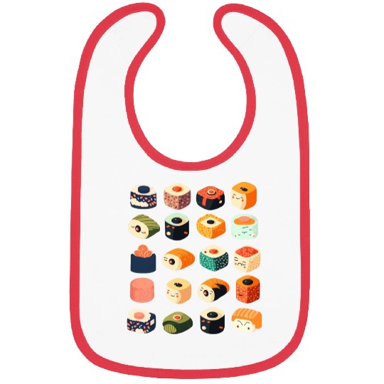 sushi pattern Bibs