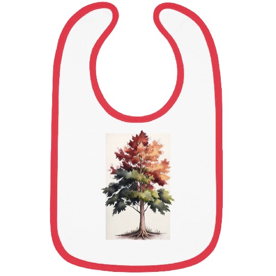 Serene Watercolor Maple Tree Art Bibs