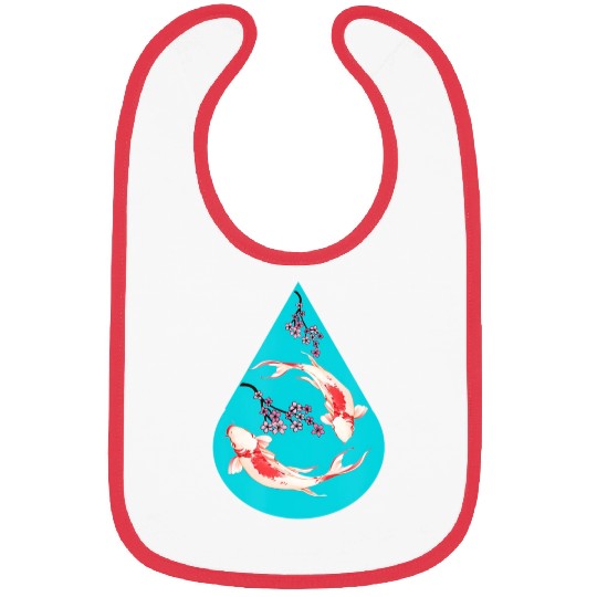 Serenity Koi Fish Raindrop Cheri Blossom Zen Bibs