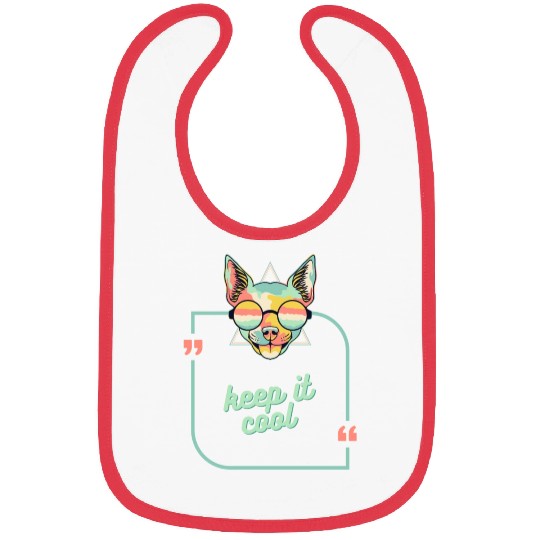KEEP IT COOL neon chihuahua quote text retro Bibs