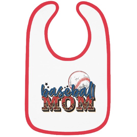 Funny Baseball mom leopard Gift For mother's day Bibs