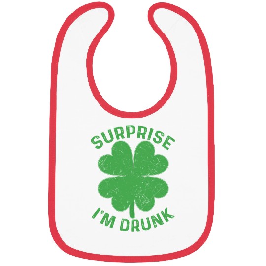 Surprise I'm Drunk Shamrock St. Patrick's Day Bibs