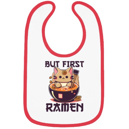 But First Ramen Cat Japanese Tokyo Ramen Noodles Bibs