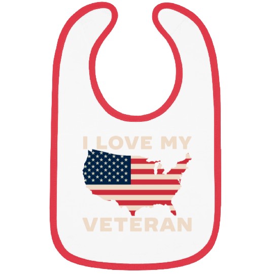 I Love My Veteran USA Flag American Memorial Day Bibs