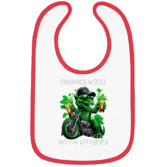 Drinks well with others st patrick's day Dinosaur Bibs