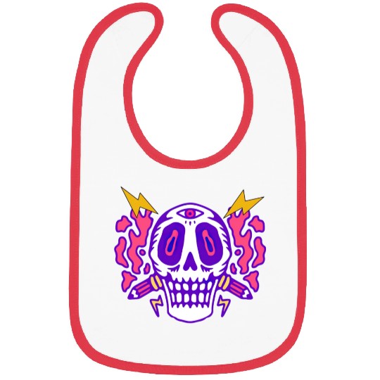 Psychedelic Skull Head Bibs