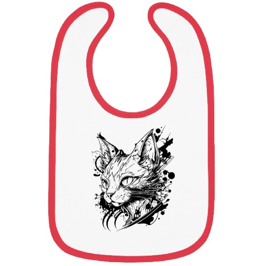 Space Cat In Vintage Tattoo Style Bibs