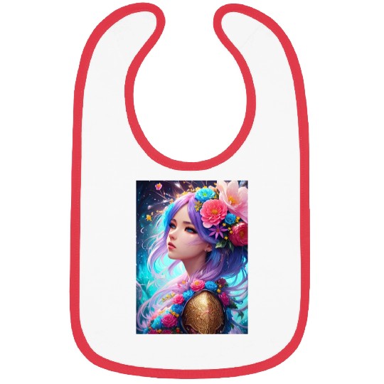 Spring Girl with a bouqet of flowers garland #11 Bibs