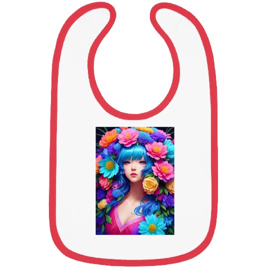 Spring Girl with a bouqet of flowers garland #18 Bibs