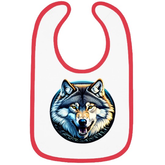 A fierce wolf howling at the moon Bibs