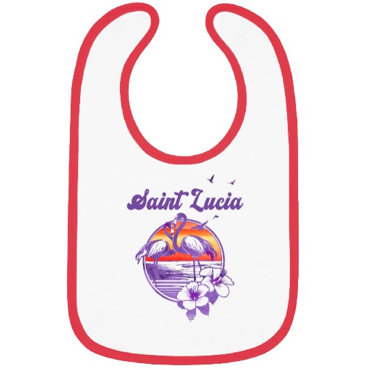 Saint Lucia Flamingo Hibiscus Vacation Souvenir Bibs