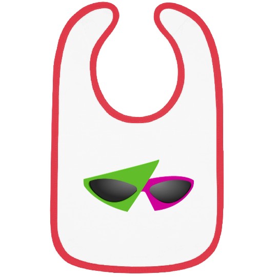 80s Retro Green and Pink Glasses Bibs