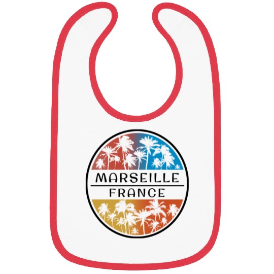 Marseille France Palm Tree Stylish Vacation Bibs