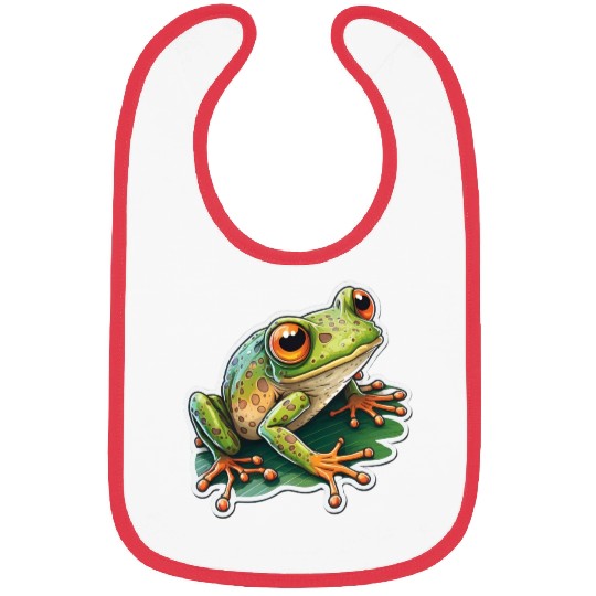 Cartoon Green Frog Bibs
