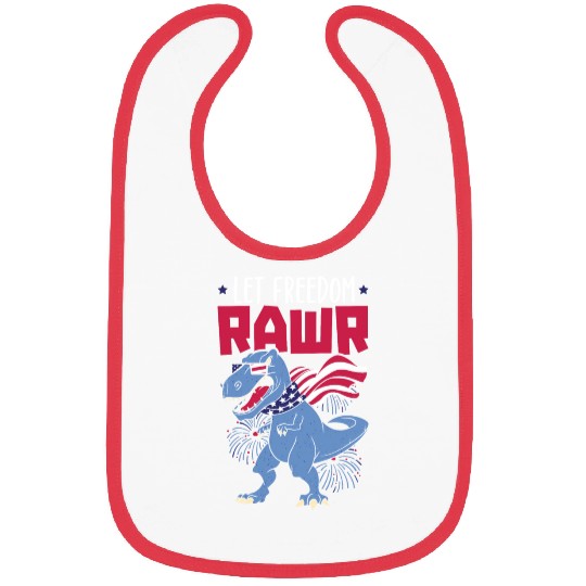 Let Freedom Rawr Dinosaur America USA 4th Of July Bibs
