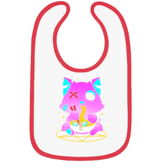 Pastel Goth Ramen Cat Kawaii Anime Japanese Bibs