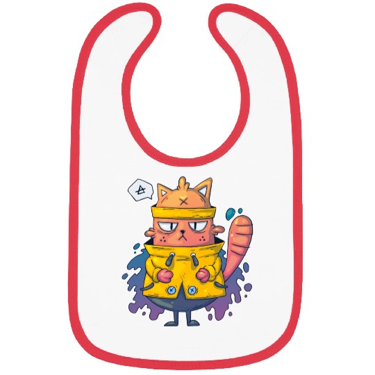 Cat Yellow Sweater Cartoon Bibs