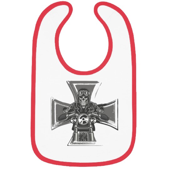 Biker Cross Motorcycle Emblem Skeleton Bibs