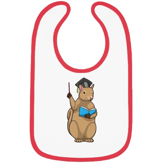 Squirrel As Teacher With Book Bibs