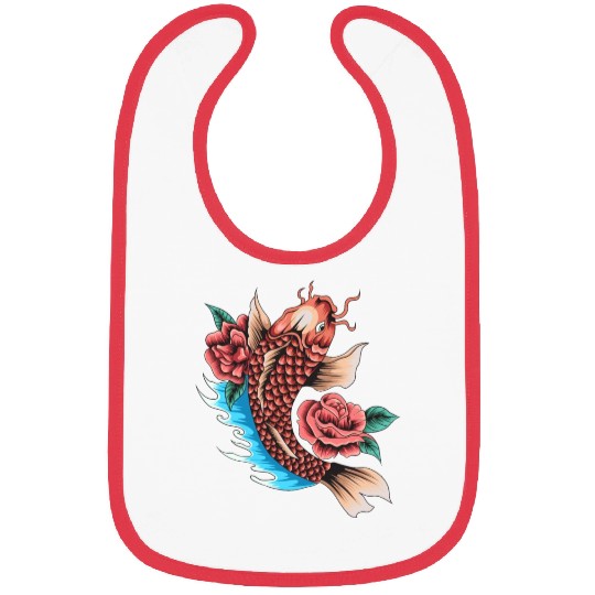 Koi Fish and Roses Bibs