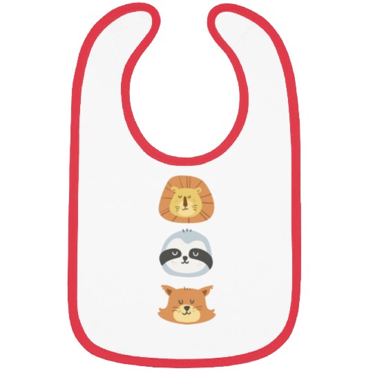 Lion, Sloth and Weasel Bibs