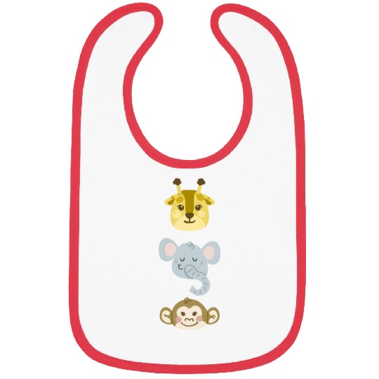 Giraffe, Elephant, Monkey Bibs