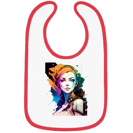 Glitch in the System A Cyberpunk Girl Illustrated Bibs