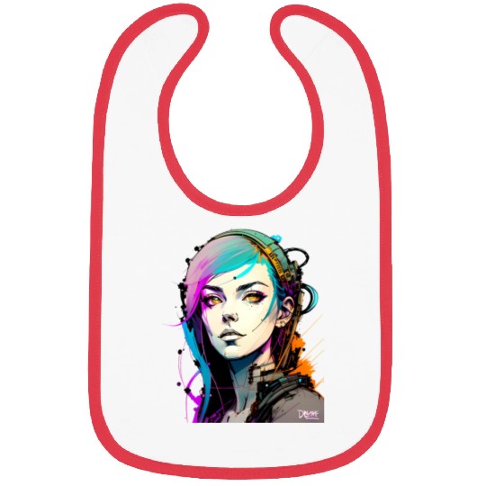 A Digital Diva Stunning Cyberpunk Beautiful Girl Bibs