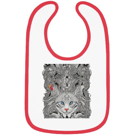 Psychedelic cat with bird Bibs