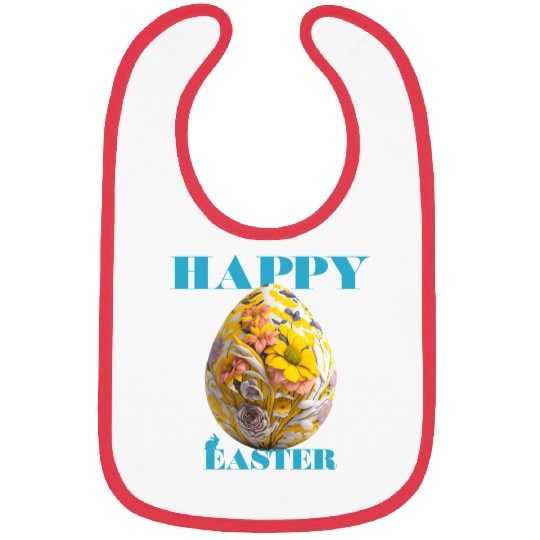 Happy Easter Egg Design with Floral Elements Bibs