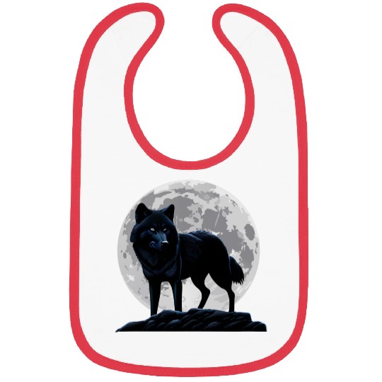 Wolf howling at the moon graphic Bibs