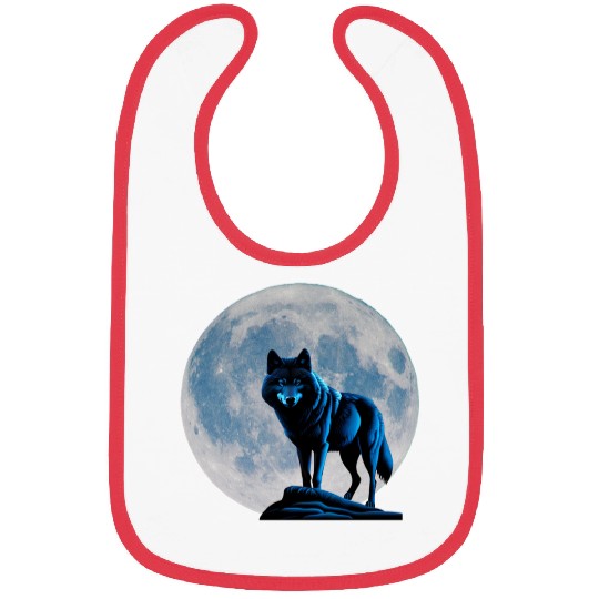 Wolf howling at the moon graphic Bibs