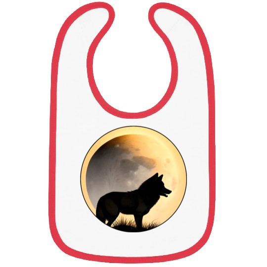 Wolf howling at the moon graphic Bibs
