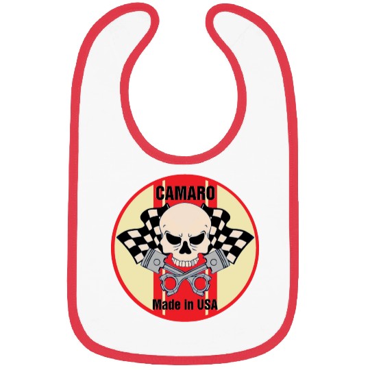 Camaro Made in USA skull & pistons Bibs