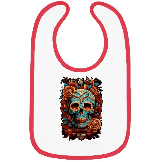 Skull Dia de los Muertos Halloween Tattoo Bibs