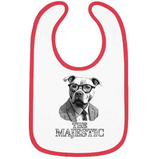 Majestic Pitbull wearing suit and eyeglasses Bibs