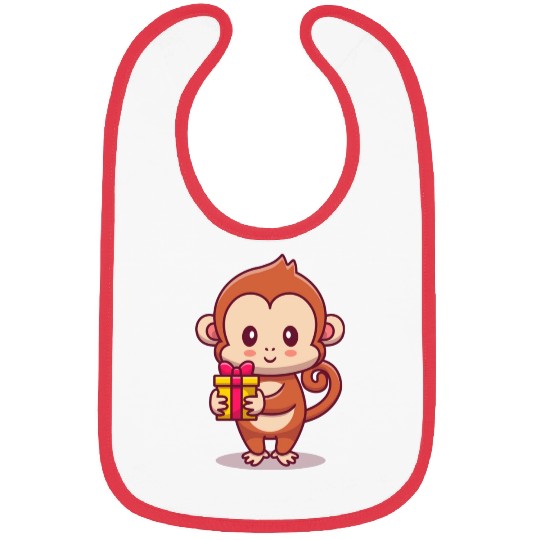 Cute Monkey Holding Bibs