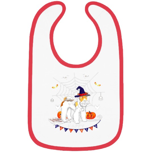 Airedale Witch Pumpkin Kids Mens Womens Dog Lover Bibs